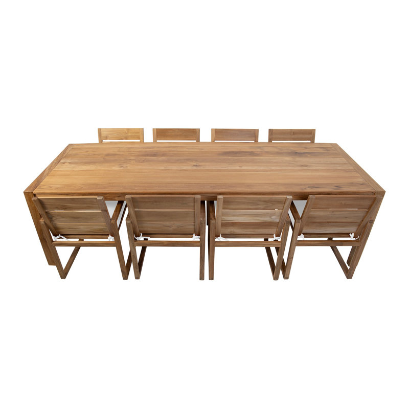 Venice 9 - Piece Solid Wood Dining Set, Cocoa/Brown