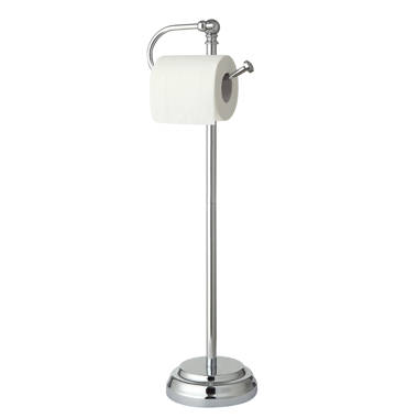 Pedestal Chrome (Grey) Standing Toilet Paper Holder, Kingston Brass