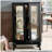 Curio Cabinet with Tempered Glass Doors, Lighted Display Cabinet with Mirrored Back Panel & Adjustable Shelves Perfect for Home or Office (Light Bulb Included)- Black-852553558
