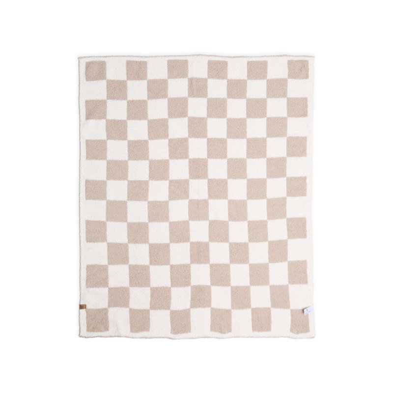 Children's Checkered Pattern Luxury Soft Throw Blanket, Beige