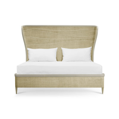 Water Upholstered Wingback Bed