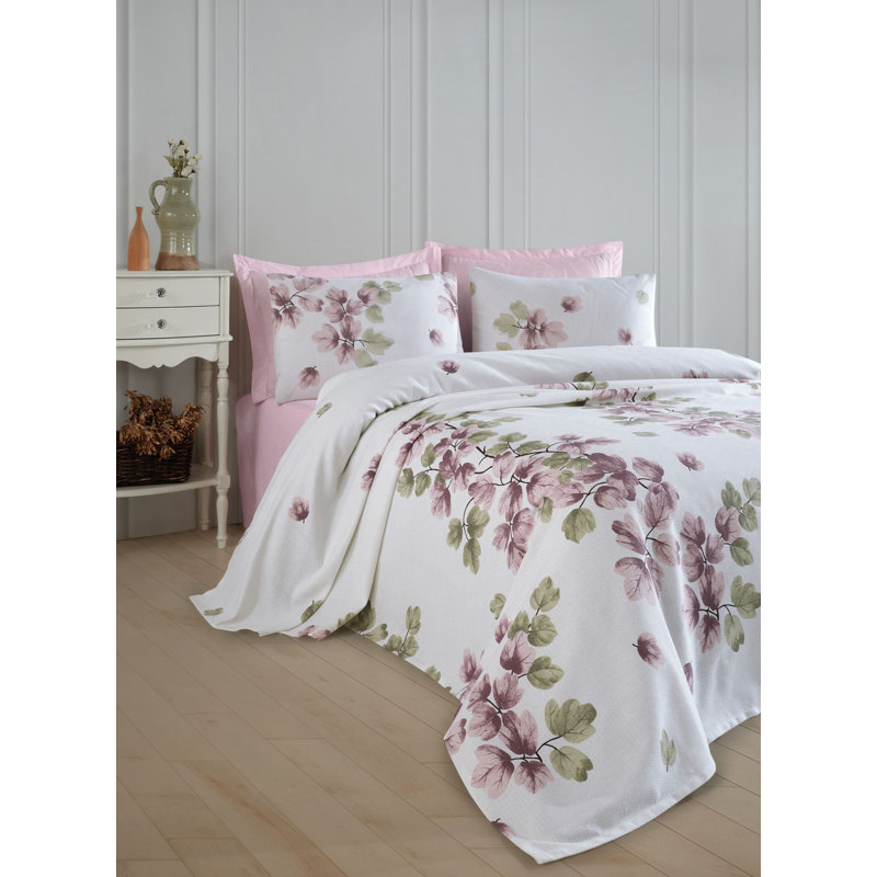 Luxurious Single Pique Bedspread, Dusty Rose, 62.9 x 92.5 inches | 100% Cotton, 280 g/m² | Machine Washable at 30°C | Soft, Elegant Design for Cozy Bedrooms | Perfect for Enhancing Home Décor
