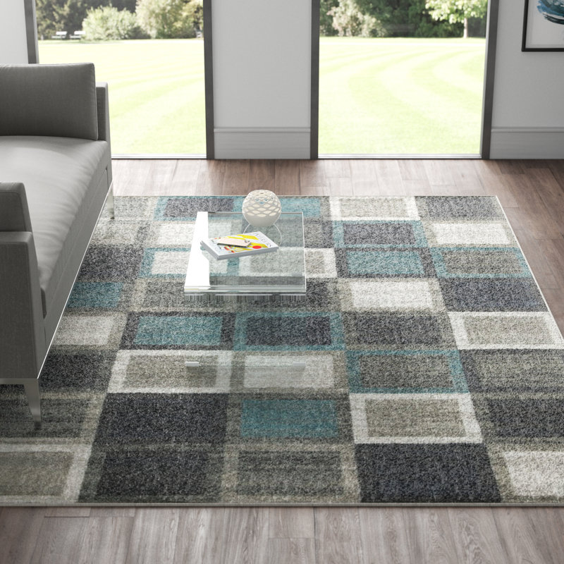 Aty Wool Geometric Indoor / Outdoor Rug, Rectangle 5' x 8'