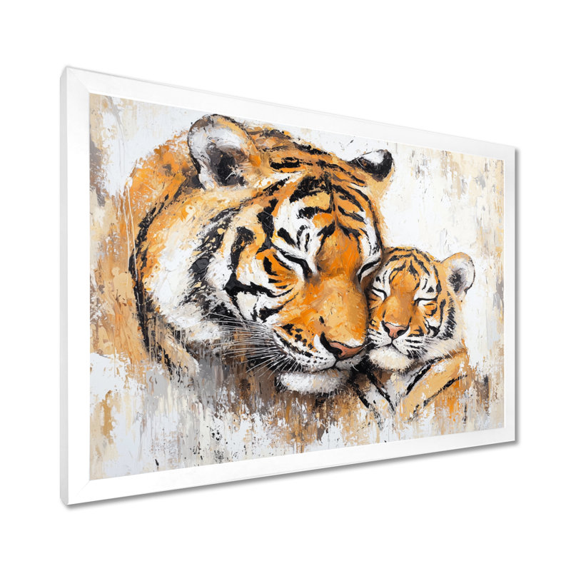 «Tiger Family Bonding II - Tiger», reproduction d'art murale, H 34 po x l 44 po, Blanc