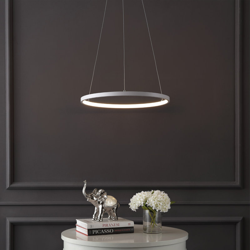 Lustre spectaculaire et unique à 1 lumière DEL Odin, H 0,75 po x l 15,75 po x P 15,75 po, Blanc mat