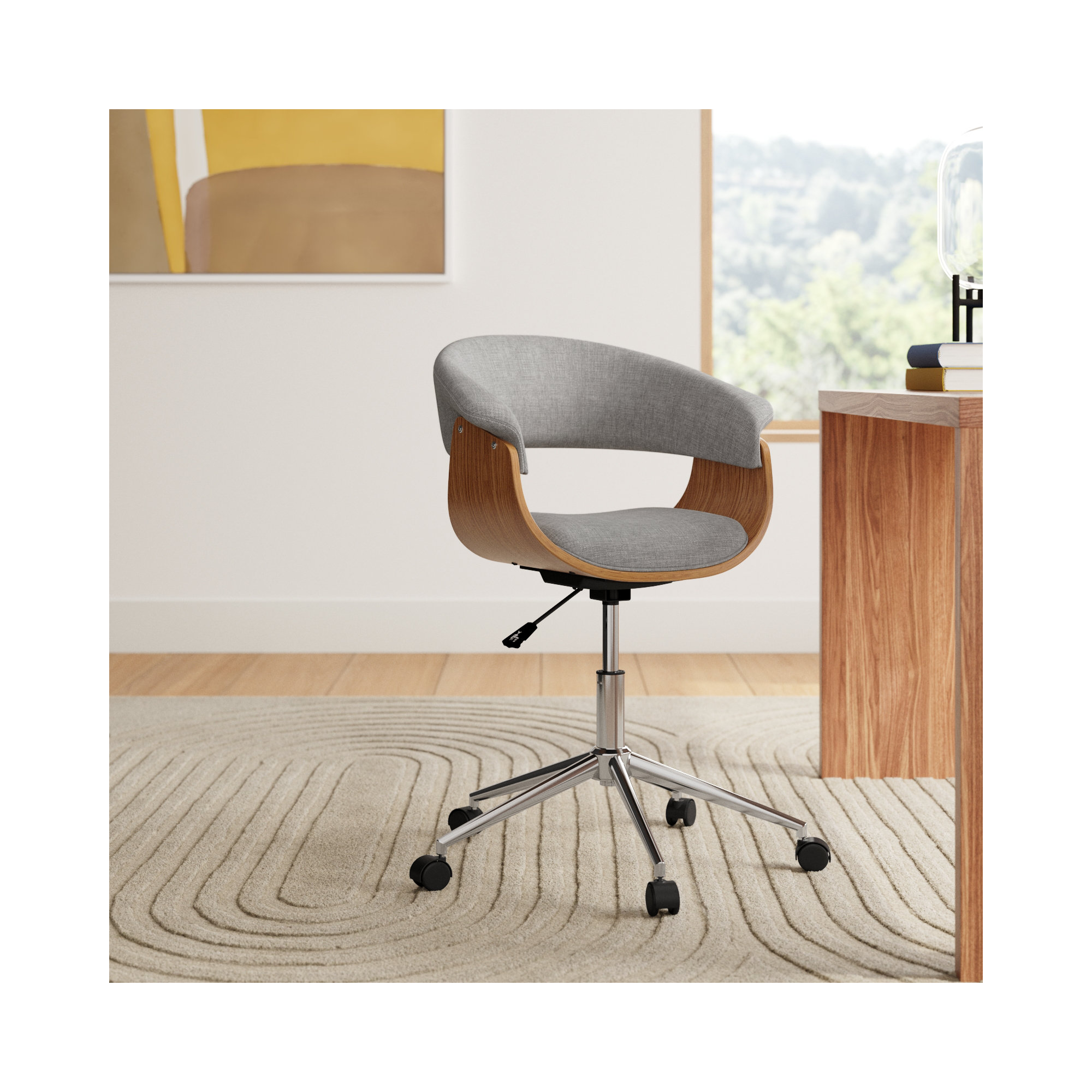 Frederick Swivel Office Chair, Gray Textured