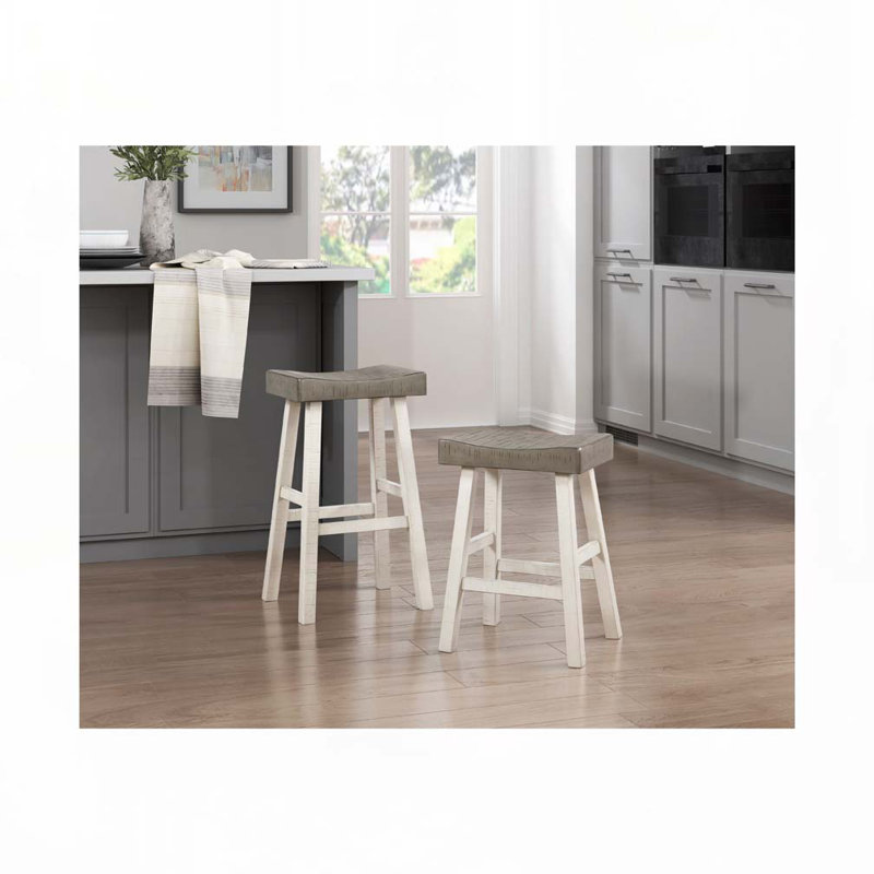 Ensemble de tabourets de bar en bois sans dossier, Tabouret de bar (siège d'une hauteur de 30,5 po), Café, Blanc