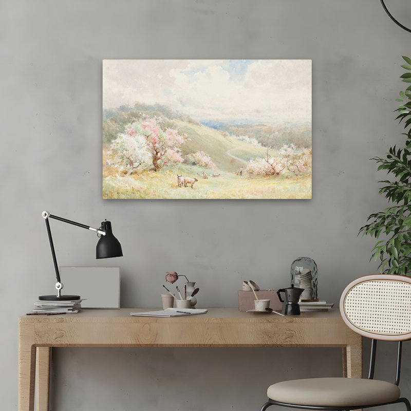 Printemps, art pastoral contemporain, H 16 po x l 24 po