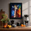 Giraffe Among Circles Modern 1 Piece Single Picture Frame Wall Art-136693468-136693471