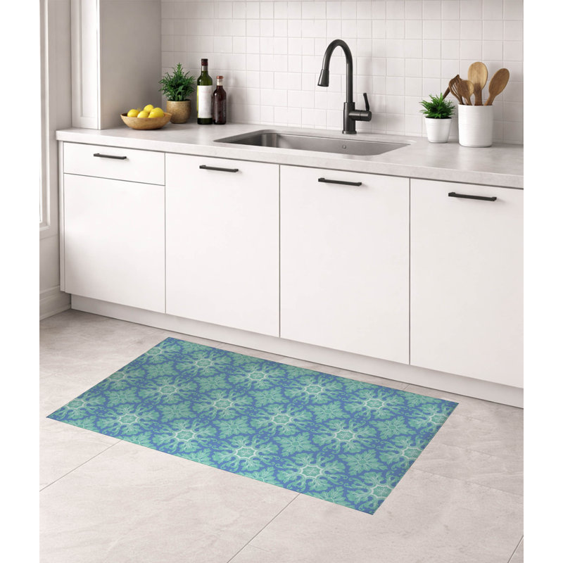 Tapis de cuisine en damas, Rectangulaire 2 pi x 3 pi, Pervenche