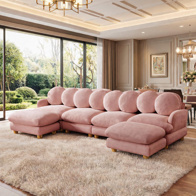 Chenille 4-Seat Large Modular Sectional with Ottoman