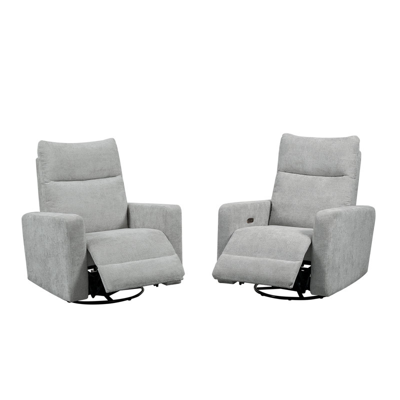 Telesha Upholstered Power Recliner, Light Gray