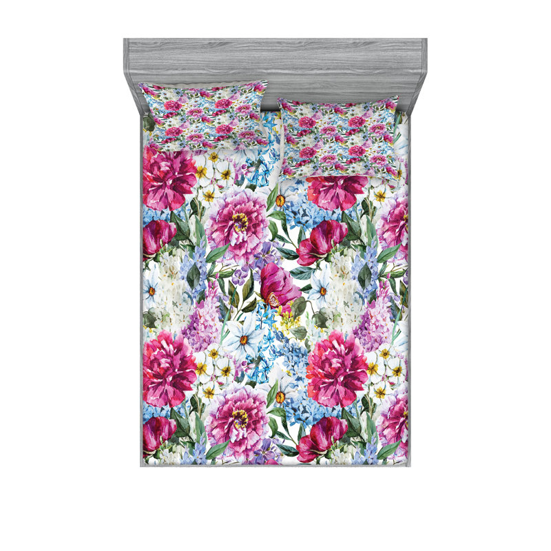 Multicolore drap-housse et coussin décoratif Ambesonne, Ensemble de draps pour grand lit + 5 pièces suppl