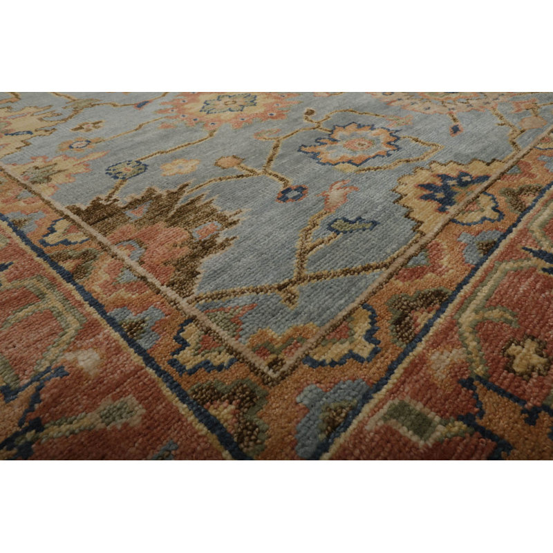 Tapis oriental oriental en laine noué à la main Oushak 9 po 1 po x 12 po x 2 po Oushak, couleur rouille