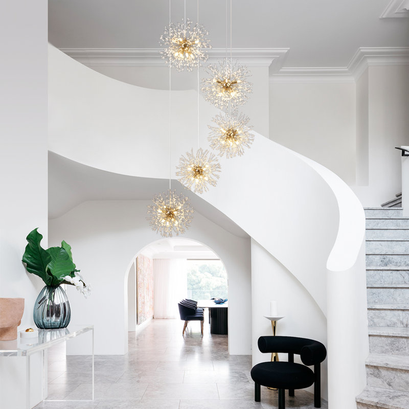 Modern Large Sputnik Firework Staircase Chandelier , 5 Lights