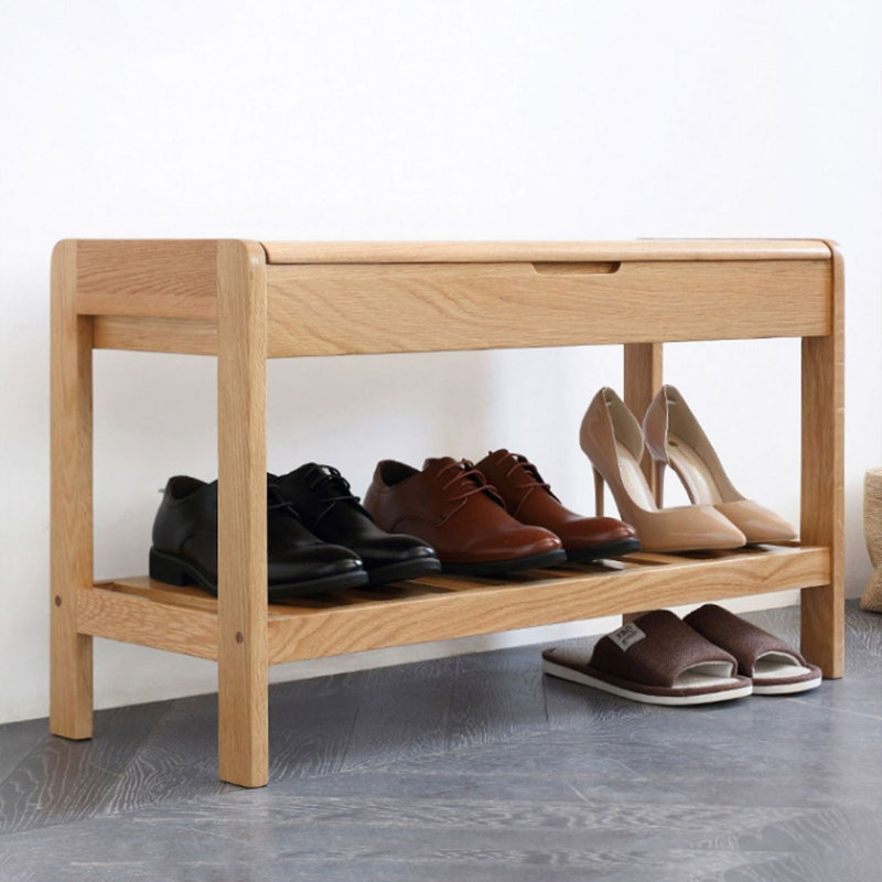 Banc en bois massif Burlywood, H 17,72 po x l 23,62 po x P 11,81 po