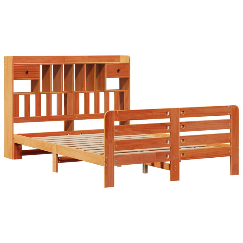 12-39 Solid Wood Bed, Wax Brown, 150 x 200 cm
