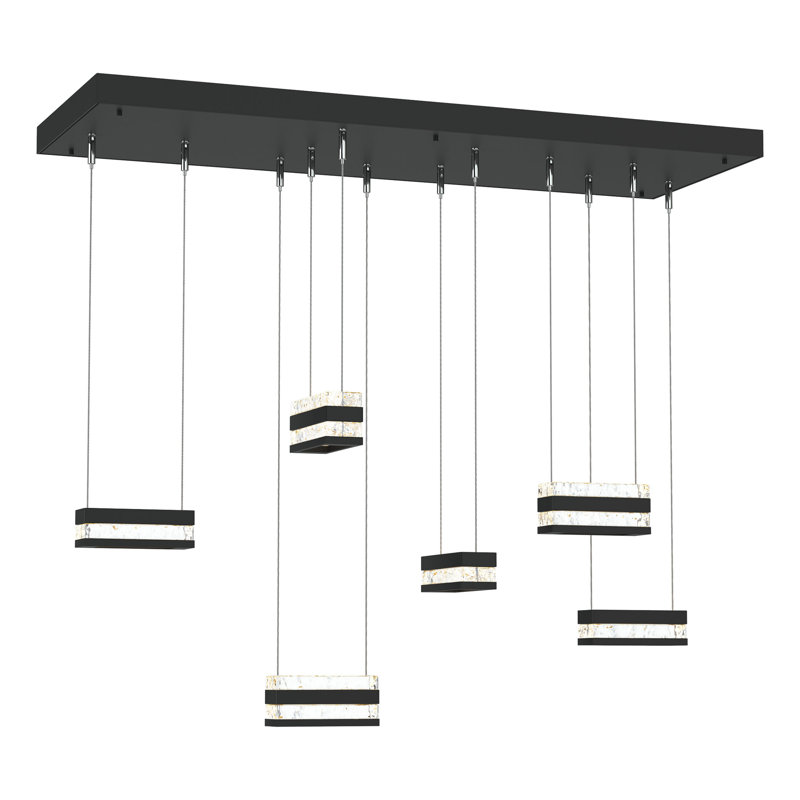 Stacks 6-Light LED Pendant - Clear Glass, Black