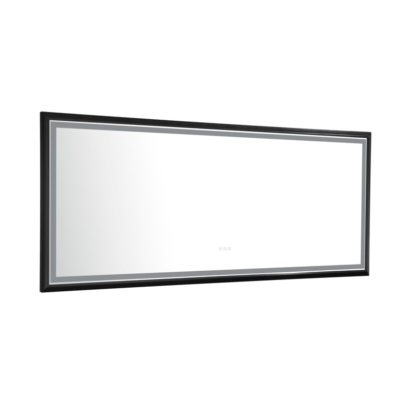Miroir de salle de bain à DEL avec cadre en aluminium, miroir de meuble-lavabo mural, antibuée, mémoire, 3 couleurs, gradation continue