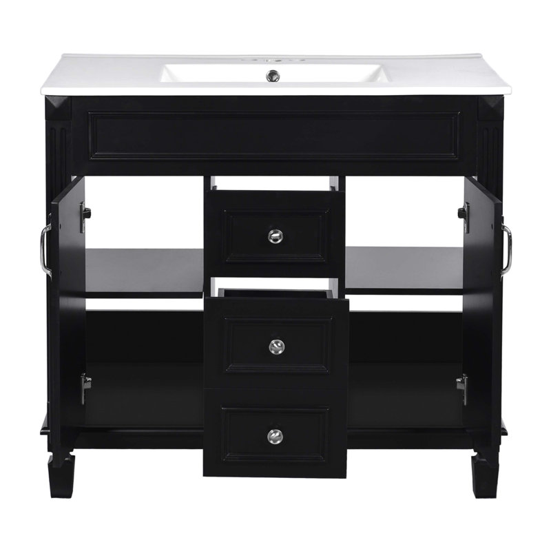 Meuble-lavabo 36 po avec lavabo supérieur, Noir