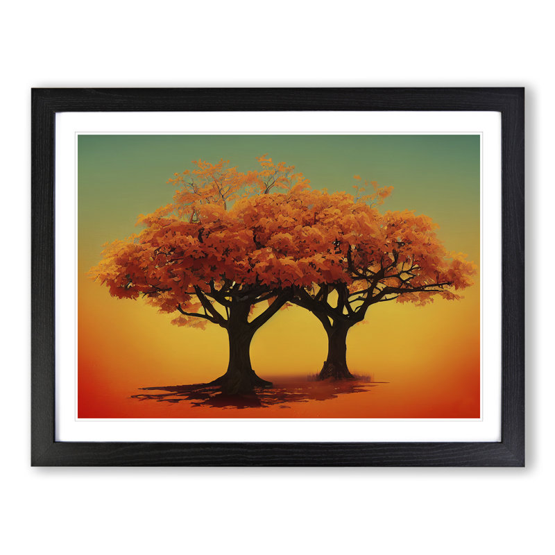 Blooming Trees - Single Picture Frame Painting, 46cm H x 64cm W x 2cm D, Black Framed