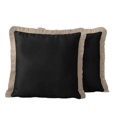 Decorative Bohemian Velvet Fringe Pillow Cover Set of 2, For Sofa, Couch, Bed