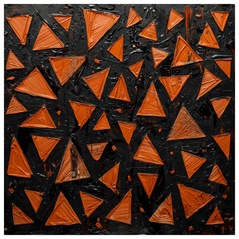 Housses de couette orange, triangles noirs, Grand lit