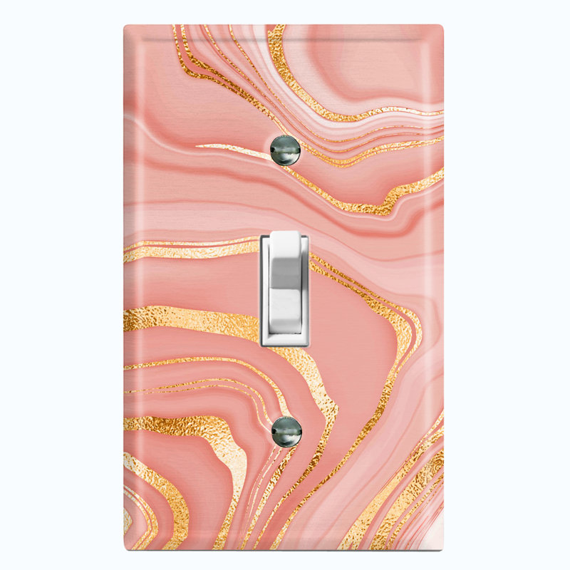 Pink Marble Swirl Image 1 - Gang Toggle Light Switch Standard Wall Plate