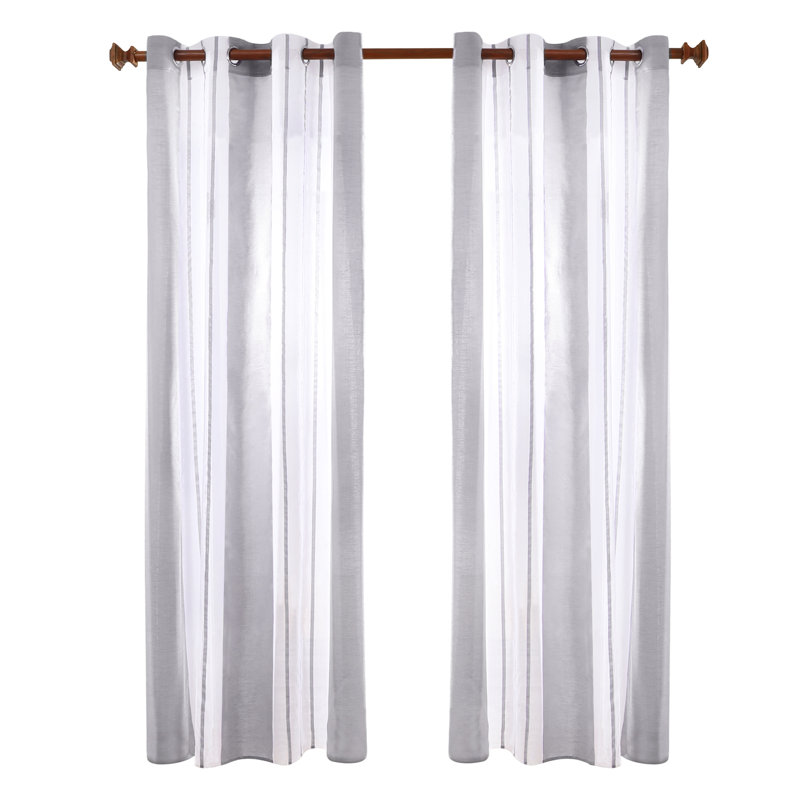 Dearious Sheer Curtain Pair, Width 140 x Drop 229 cm, Dark Grey