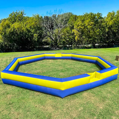 26FT Large Inflatable Gaga Ball Pit with Integrated Blower, Spacious Play Court for Sports Activities, Parties & Community Use (Yellow/Blue)