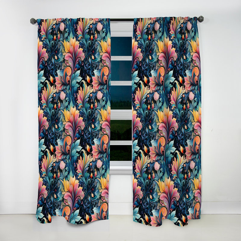 Motif cachemire Watercolor Dreams Paisley II - Rideau floral obscurcissant - 1 panneau, L 52 po x L 108 po