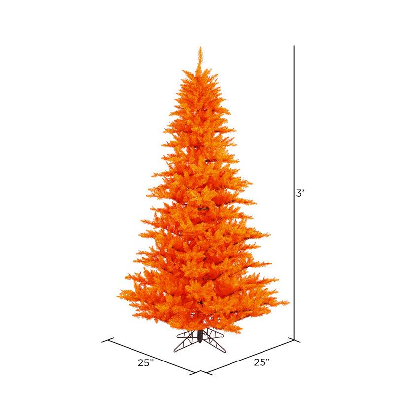 Sapin de Noël artificiel orange avec base, H 3 pi