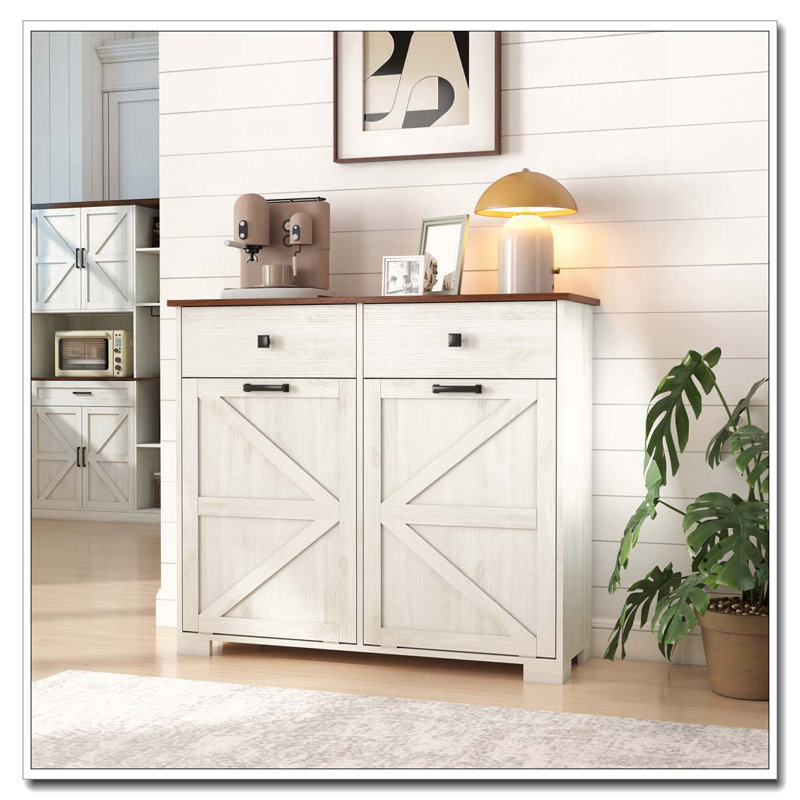 Armoire de tri de lessive, poubelle basculante, Brun + blanc antique