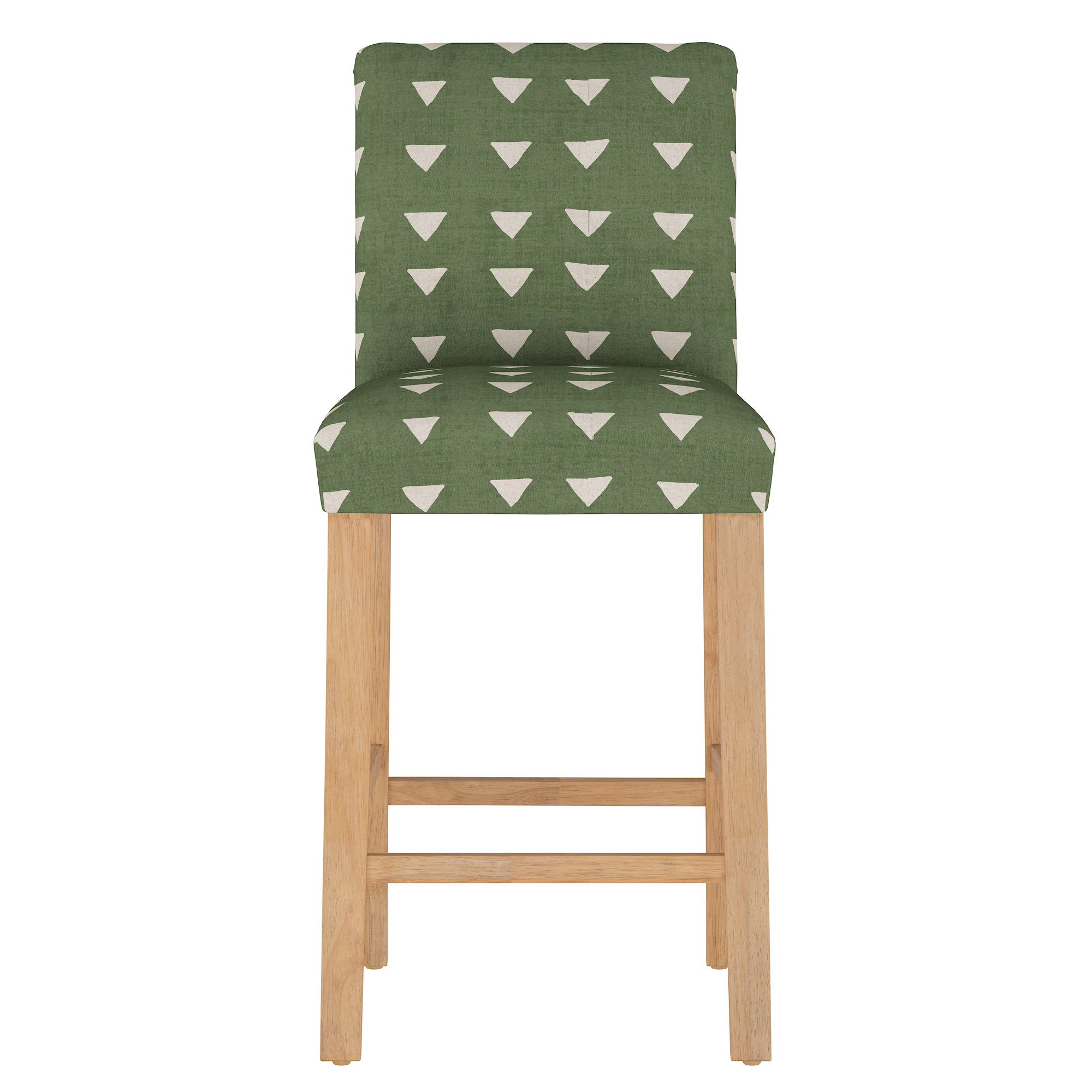 Hadrien Upholstered Stool, Shaana Indigo, Natural Wood, Bar Stool (31” Seat Height)