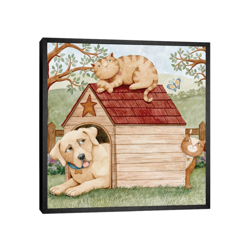 Furry Friends by Teresa Kogut - Painting on Canvas, 45.72cm H x 45.72cm W x 3.81cm D, Black Framed