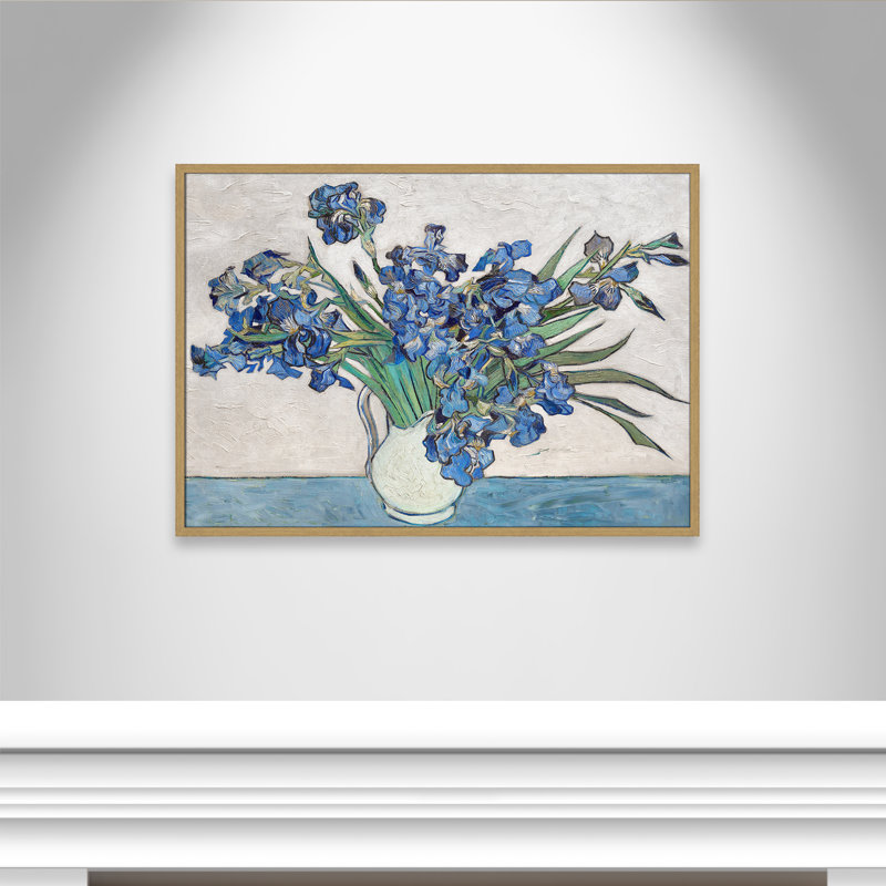 Imprimé iris bleu par Vincent Van Gogh, Cadre naturel mince, Pas de tapis, H 41,5 po x l 29,5 po