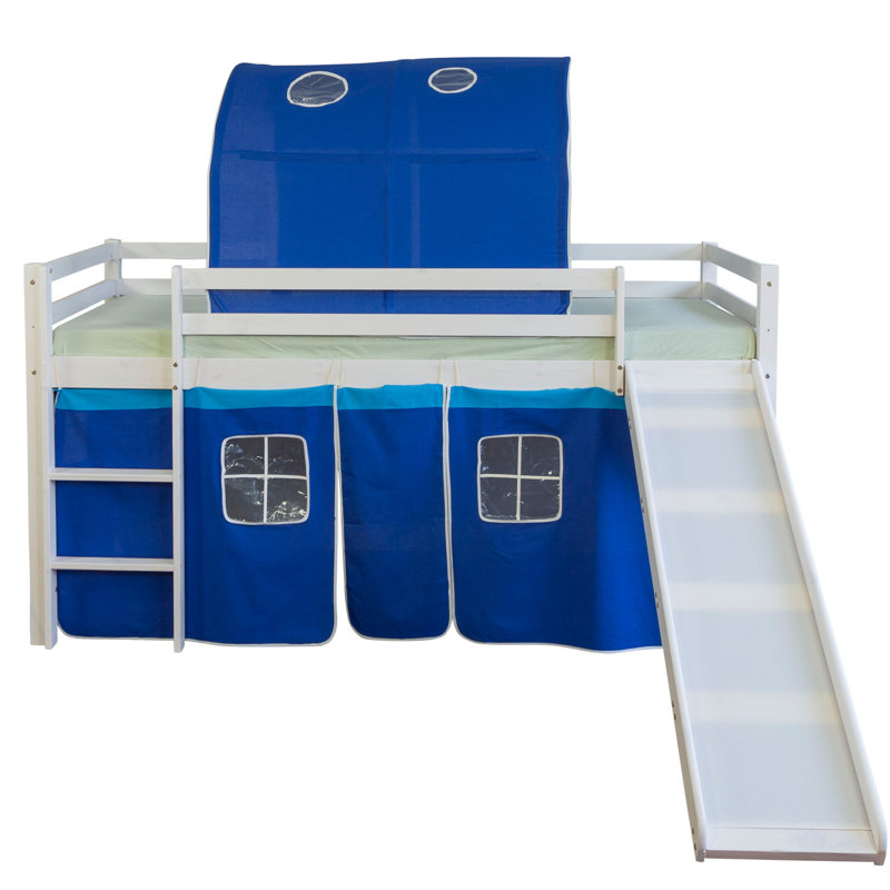 Alyce European Single (90 X 200Cm) Solid Wood Low Loft Bed by Zoomie Kids, Blue