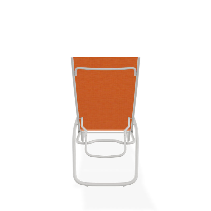 Outdoor Rust-Resistant Metal Chaise Lounge, Textured Snow, Canvas Tangerine Sunbrella® Canvas