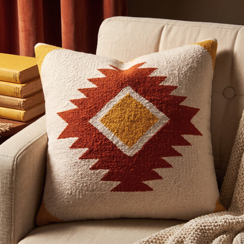 Hand Woven Geometric Cotton Throw Pillow Cover