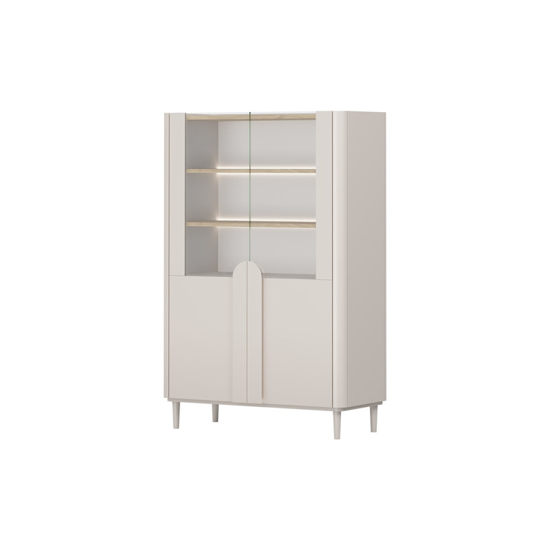 Display Cabinet, Cashmere/Oiled Oak/Cashmere Handles