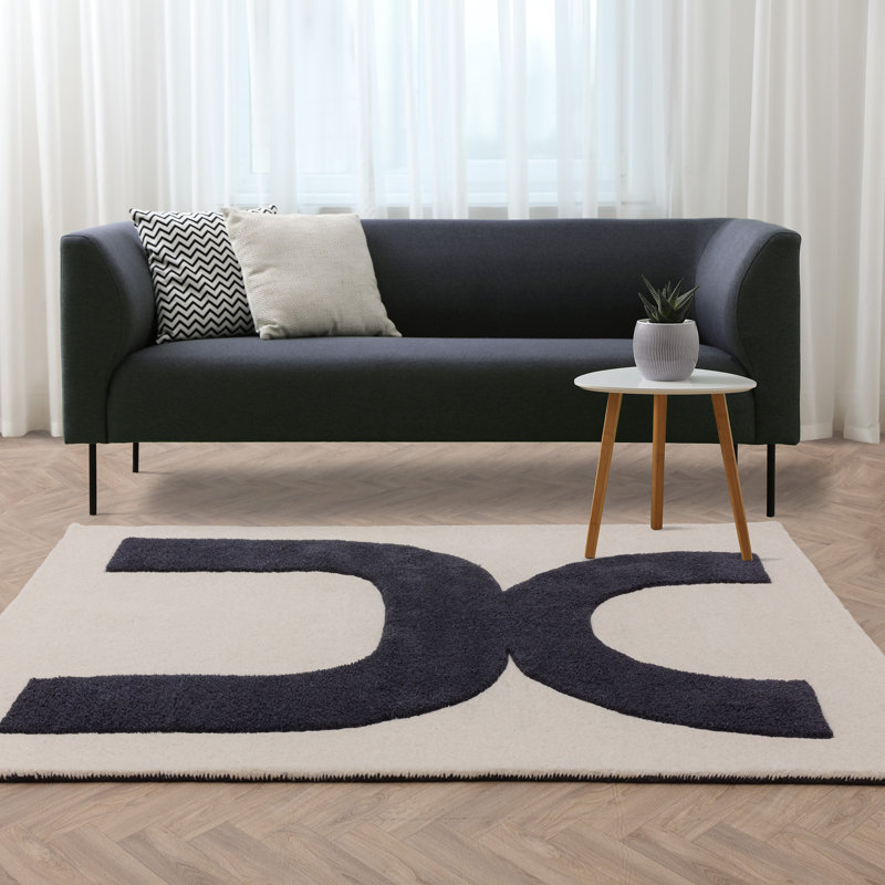 Bloxberg Icon Cream/Black Area Rug, Rectangle 120 x 170cm