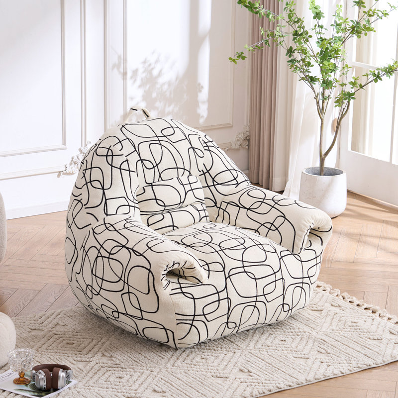 Black & White Abstract Pattern Bean Bag Chair – Ultra-Comfortable & Supportive for Lounging, Reading, & Gaming