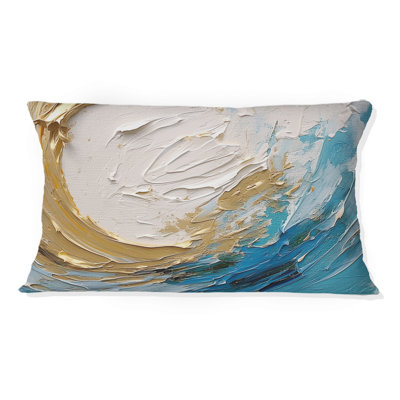 Coussin décoratif à spirales or et turquoise