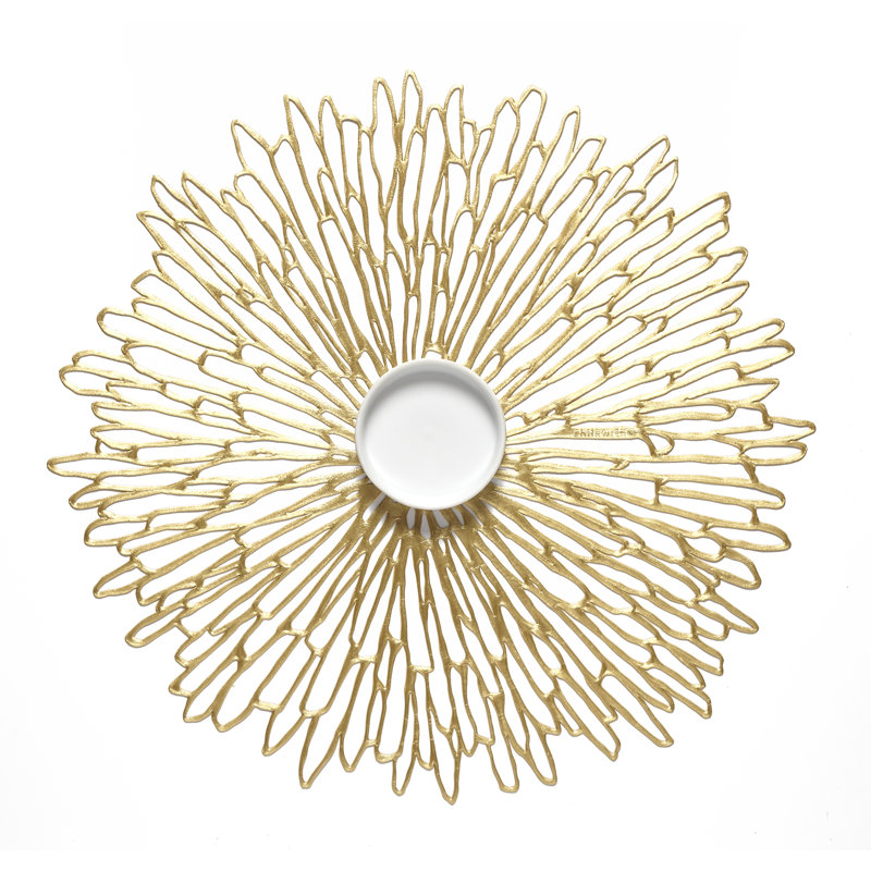 Bloom Vinyl Solid Colour Round Placemat, Gilded