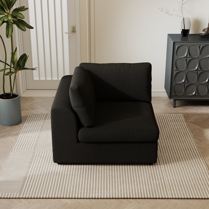 Fauteuil d'angle rembourré Akshata, Noir