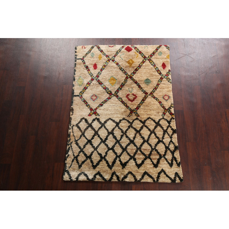 Tapis oriental marocain Trellis noué à la main 4 x 6