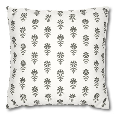 Block Print Inspired Floral Pillow Cover |  Aesthetic Throw Pillow With Pattern Design