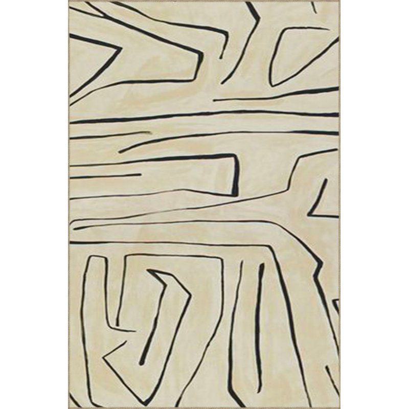 Tapis à rayures décoratif et lavable à thème jaune, Rectangulaire 3 pi 11 po x 5 pi 11 po
