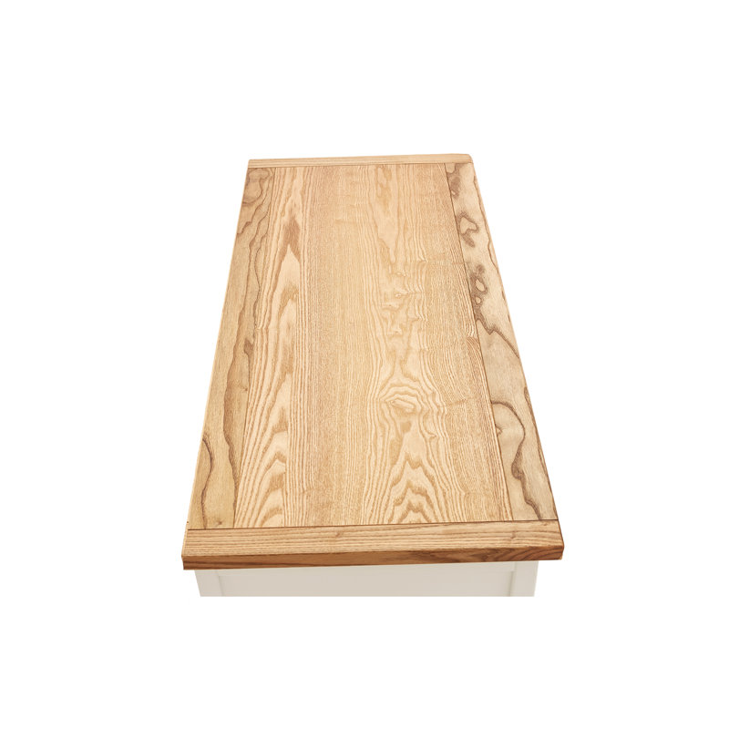 Wood Flip Top Storage Bench, Ivory with Waxed Top