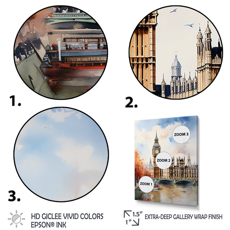 Big Benlondon Skylines I - City London Wall Ar, Cadre flottant noir, H 60 po x l 28 po